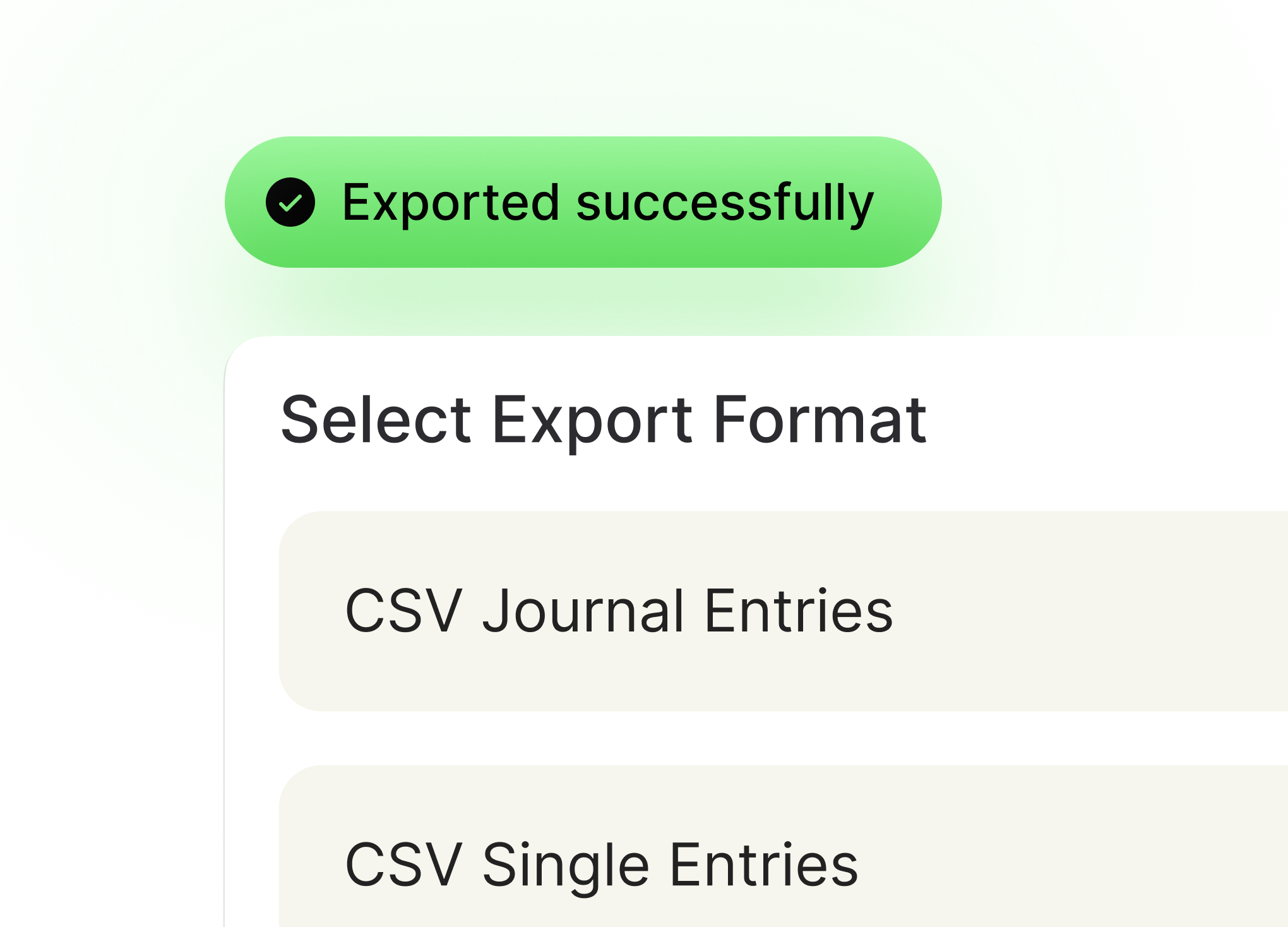Export journal entries & receipts